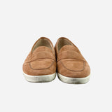 Light-Brown Suede Round-Toe Loafers