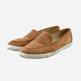 Light-Brown Suede Round-Toe Loafers