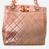 Chocolate Quilted Lambskin Tortoise Chain Tote