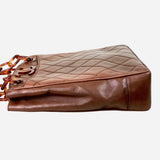 Chocolate Quilted Lambskin Tortoise Chain Tote