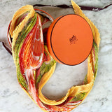 Multicolored 'Au-delà des Cinq Mers' Silk Plissé Scarf