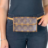 Brown and Tan Monogram Canvas Pochette Florentine Waist Bag