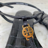 Black Embossed Leather Sandals