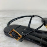 Black Embossed Leather Sandals