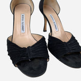 Black Suede Peep-Toe Pumps