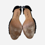 Black Suede Peep-Toe Pumps