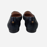 Black Crackled Leather Semi-Pointed Loafers