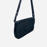 Dark-Navy Grained Leather Crossbody Bag