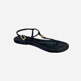 Black Embossed Leather Sandals