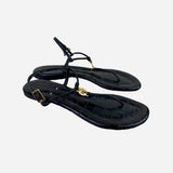 Black Embossed Leather Sandals
