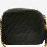 Black Suede Quilted Camera Bag