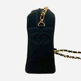 Black Suede Quilted Camera Bag