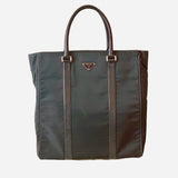 Black Leather Trim and Nylon Tote