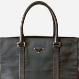 Black Leather Trim and Nylon Tote