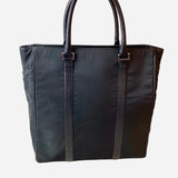 Black Leather Trim and Nylon Tote