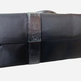 Black Leather Trim and Nylon Tote