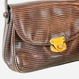 Brown Lizard Leather Shoulder Bag