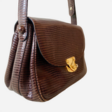 Brown Lizard Leather Shoulder Bag