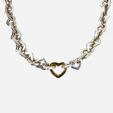 Sterling Silver and 18K Yellow Gold 'Heart' Link Necklace
