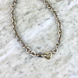 Sterling Silver and 18K Yellow Gold 'Heart' Link Necklace