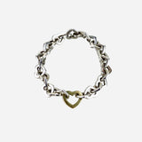 Sterling Silver and 18K Yellow Gold 'Heart' Link Bracelet