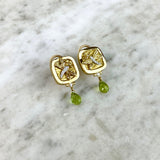 18K Yellow Gold, Diamond and Peridot 'Dragonfly' Ear Clips