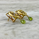 18K Yellow Gold, Diamond and Peridot 'Dragonfly' Ear Clips