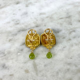 18K Yellow Gold, Diamond and Peridot 'Dragonfly' Ear Clips