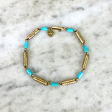 10K Yellow Gold and Turquoise Link Bracelet