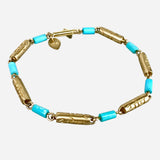 10K Yellow Gold and Turquoise Link Bracelet