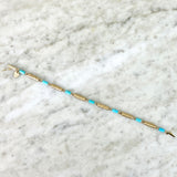 10K Yellow Gold and Turquoise Link Bracelet