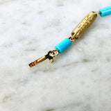 10K Yellow Gold and Turquoise Link Bracelet