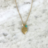 10K Yellow Gold Turquoise and Pearl Devotion Pendant Necklace