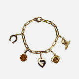 18K Yellow Gold Five Charm Bracelet