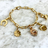 18K Yellow Gold Five Charm Bracelet