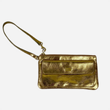 Metallic Gold Leather Wristlet