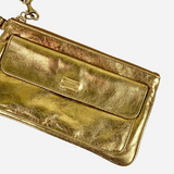 Metallic Gold Leather Wristlet