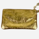 Metallic Gold Leather Wristlet