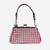 Wool and Red Suede Shoulder Bag