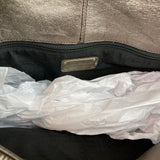 Metallic Silver Leather Gancini Shoulder Bag