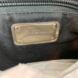 Metallic Silver Leather Gancini Shoulder Bag