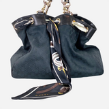 Black Canvas Monogram Large Positano Drawstring Tote