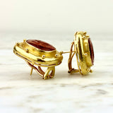 18K Yellow Gold and Orange Intaglio Ear Clip Earrings