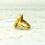 18K Yellow Gold and Orange Intaglio Oval Cocktail Ring