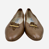 Brown Leather Round-Toe Flats