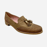 Brown Smooth Suede 'Guything' Round-Toe Wingtip Loafers
