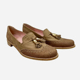 Brown Smooth Suede 'Guything' Round-Toe Wingtip Loafers