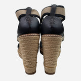 Black & Tan Canvas Wedge Sandals