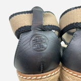 Black & Tan Canvas Wedge Sandals