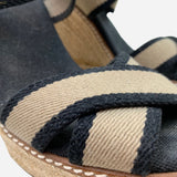 Black & Tan Canvas Wedge Sandals